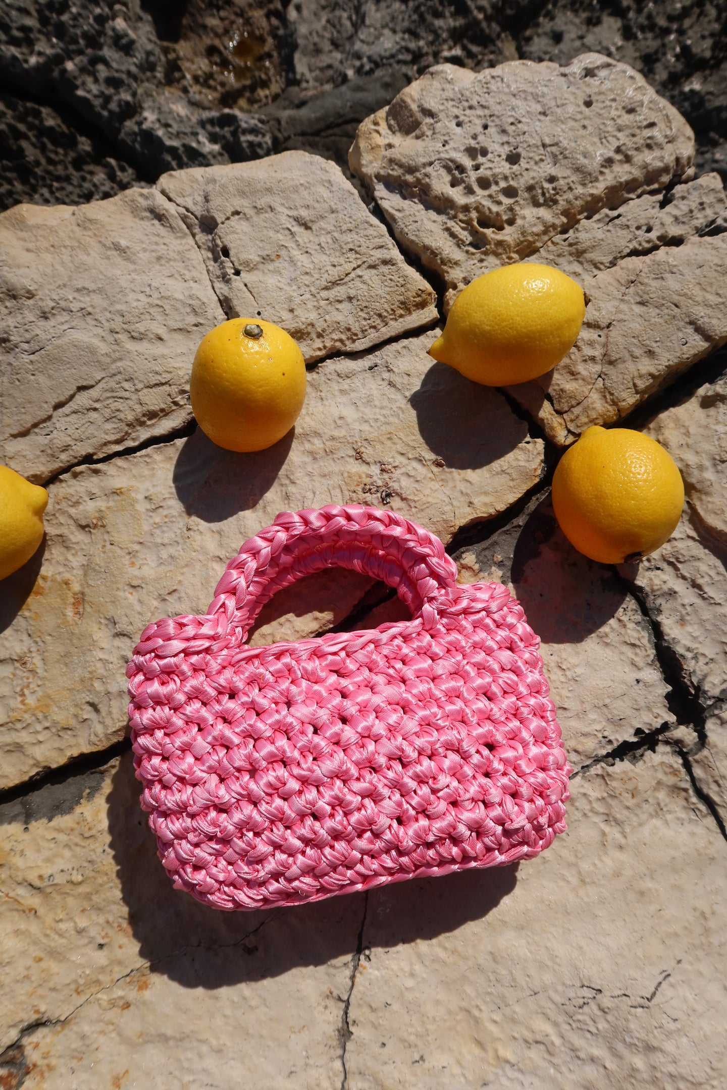 BABY PINK crochet mini basket