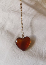 Load image into Gallery viewer, Brown Glass heart necklace
