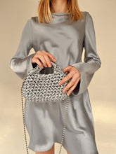 Load image into Gallery viewer, Silver mini crochet bag
