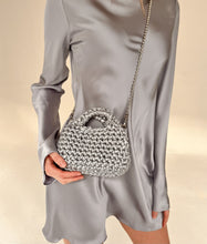 Load image into Gallery viewer, Silver mini crochet bag
